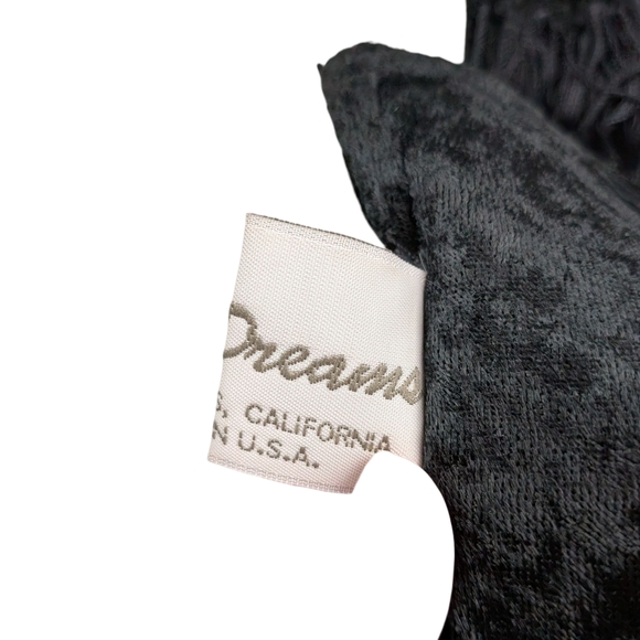 Vintage Pipe Dreams Palm Springs Crushed Velvet Scarf Black Fringe Witchy Boho - Picture 4 of 6